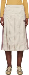 Needles Off-white Pleated Track Midi Skirt In A-ivory