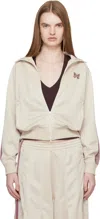 Needles Off White Poly Smooth Track Jacket In Neutral