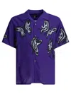 Needles Butterfly Print Short Sleeves Spread Collar Shirt In Purple