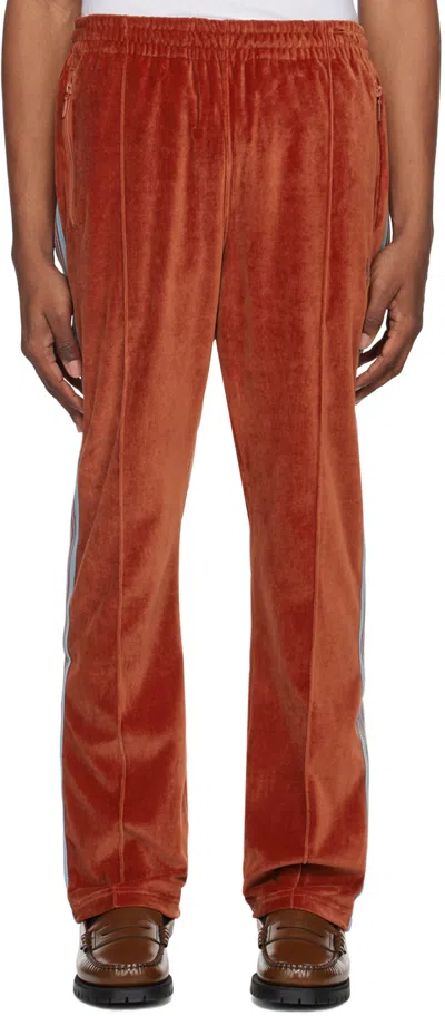 Needles Orange Narrow Track Pants In B-brick