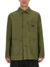 Needles Embroidered Cotton Shirt Jacket In Green