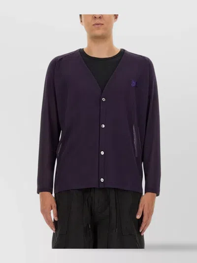 Needles Oversized V-neck Sheer Fabric Cardigan In Black