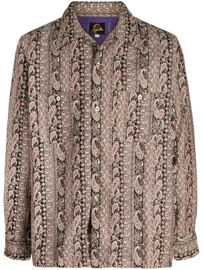Needles Paisley-print Button-up Shirt In Brown