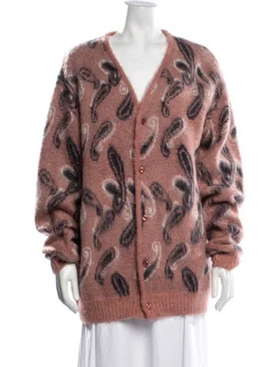 Pre-owned Needles Paisley Print V-neck Sweater In Pink