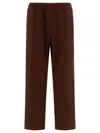 Needles Elastic Waistband Embroidered Detail Side Pockets Trousers In Brown