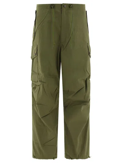 Needles Cargo Pocket Drawstring Waist Wide Leg Trousers In Green
