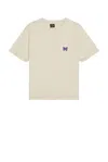 Needles Papillon Embroidered Pocket Tee In Oatmeal