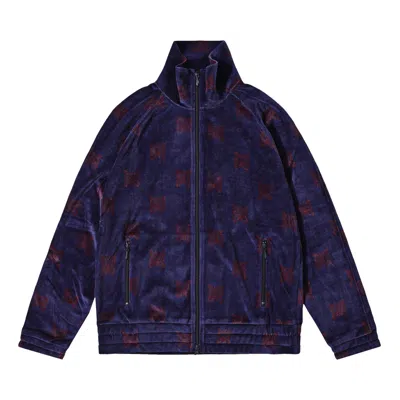Pre-owned Needles Papillon Velour Track Jacket 'navy/bordeaux' In Blue