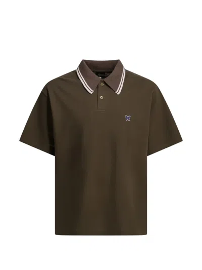 Needles Papillon-embroidered Polo Shirt In Brown