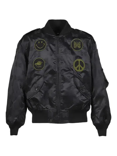 Needles Patch-detail Bomber Jacket In Black