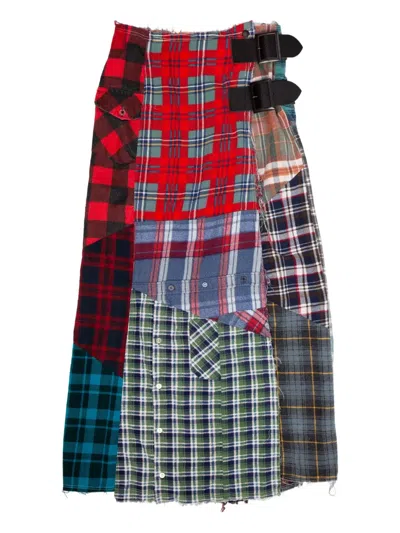 Needles Patchwork Belted Midi Skirt In Multi