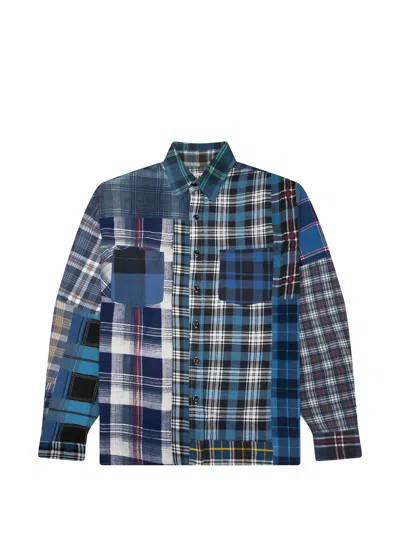 Needles Patchwork Flannel Shirt In Blue