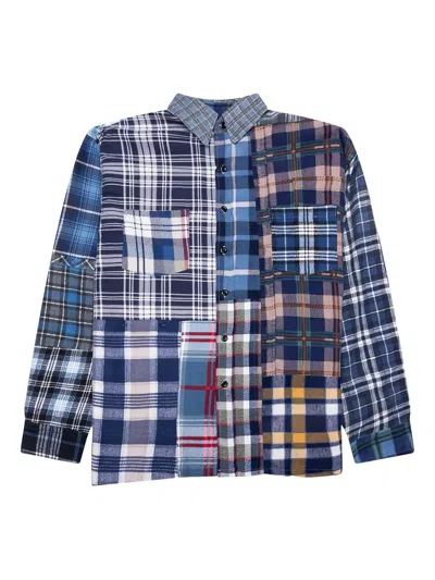 Needles Patchwork Flannel Shirt In Blue