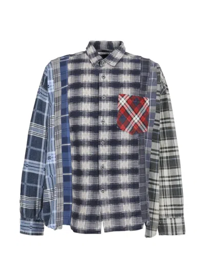 Needles Patchwork Flannel Shirt In Blue
