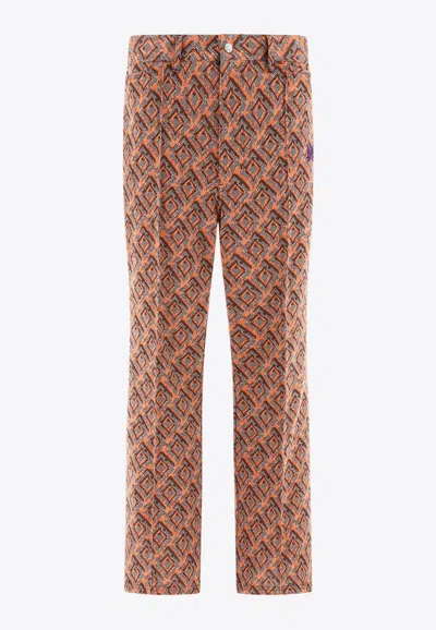 Needles Patterned Bootcut Pants In Orange