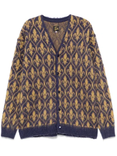 Needles Luxurious Mohair Blend Cardigan With Ornate Motif In Multi