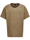 Needles Jacquard Patterned Crew Neck T-shirt With Short Sleeves In Yellow