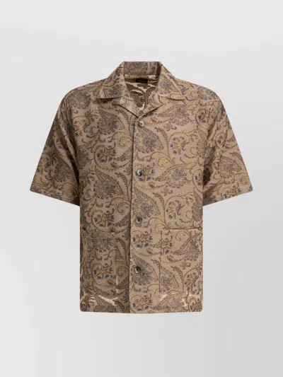 Needles Patterned Lightweight Short Sleeve Shirt In Beige