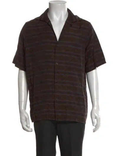 Pre-owned Needles Patterned Short Sleeve Shirt In Brown