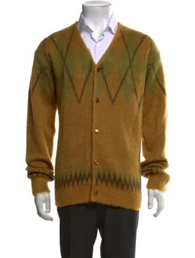 Pre-owned Needles Patterned V-neck Cardigan In Yellow