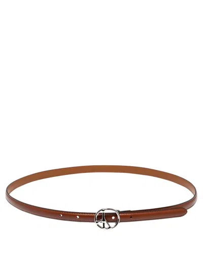 Needles Peace Buckle Narrow Belts Brown