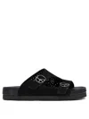 Needles Perforated Open Toe Flat Sole Sandals In Black