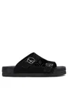 Needles Perforated Open Toe Flat Sole Sandals In Black