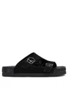 Needles Perforated Open Toe Flat Sole Sandals In Black