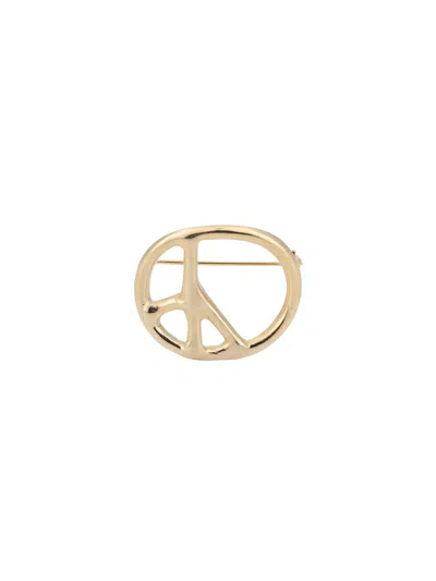 Needles Peace Sign Brooch In Gold