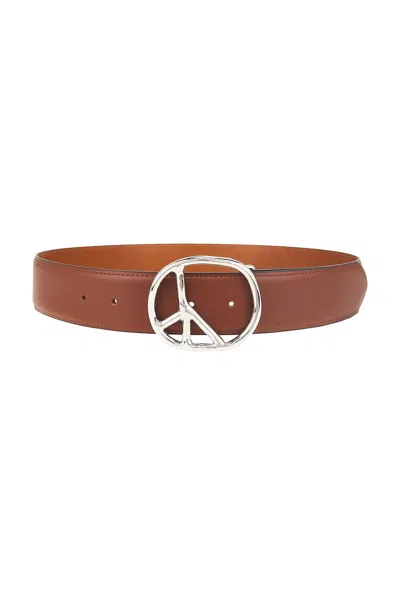 Needles Peace Steer Leather Buckle Belt In Brown