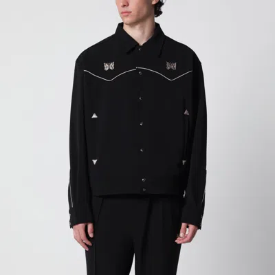 Needles Piping Cowboy Black Polyester Polyurethane Polyester Overshirt Jacket In Blue