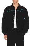 Needles Collared Jacket Contrast Piping Embroidered Front In Black