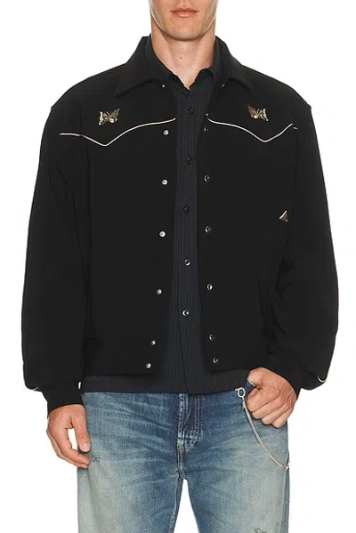 Needles Piping Cowboy Logo-embroidered Woven Jacket In Black