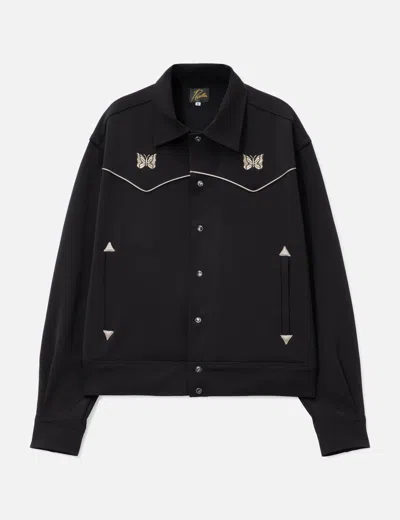 Needles Jacket Butterfly Embroidery Contrast Piping Collar In Black