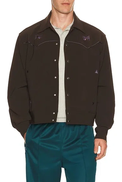 Needles Piping Cowboy Logo-embroidered Woven Jacket In Brown