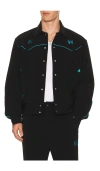 Needles Collared Jacket Contrast Piping Embroidered Front In Black