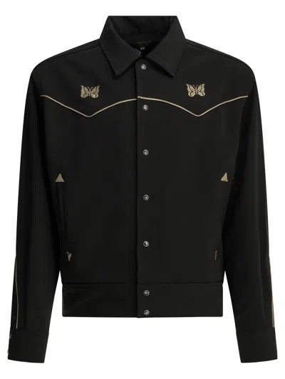 Needles "piping Cowboy" Overshirt Jacket In Black