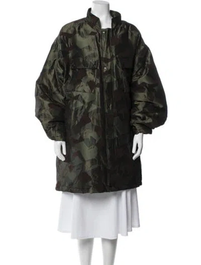 Pre-owned Needles Plaid Print Faux Fur Coat In Green