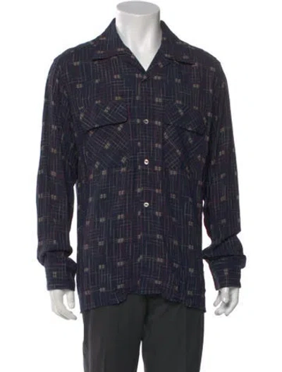 Pre-owned Needles Plaid Print Long Sleeve Shirt In Blue