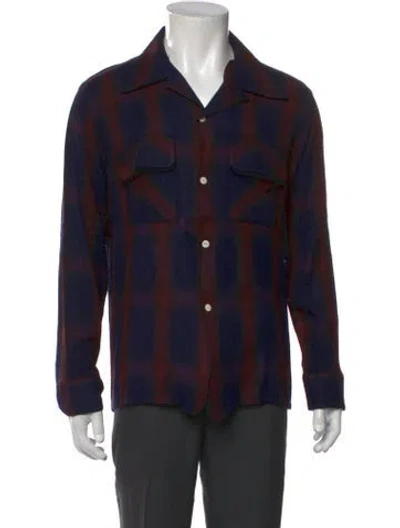 Pre-owned Needles Plaid Print Long Sleeve Shirt In Blue