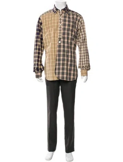 Pre-owned Needles Plaid Print Long Sleeve Shirt In Neutral
