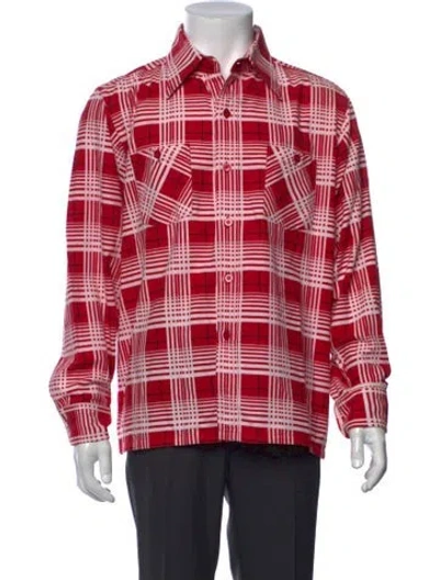 Pre-owned Needles Plaid Print Long Sleeve Shirt In Red