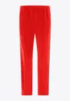 Needles Ribbed Texture Track Trousers With Side Stripes In Red
