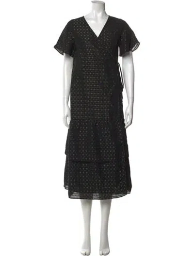 Pre-owned Needles Polka Dot Print Midi Length Dress In Black
