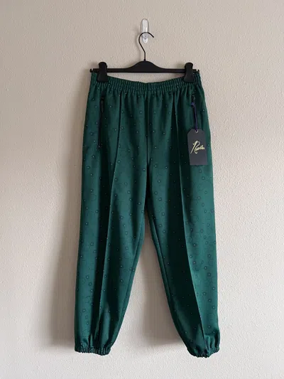 Pre-owned Needles Poly Jacquard Zipped Track Pants In Green