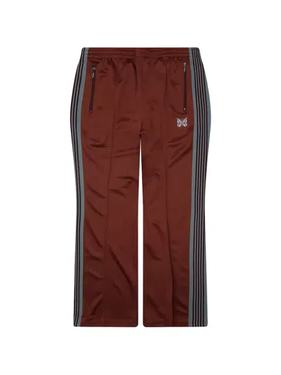 Needles Bootcut Logo-embroidered Striped Jersey Sweatpants In Brown