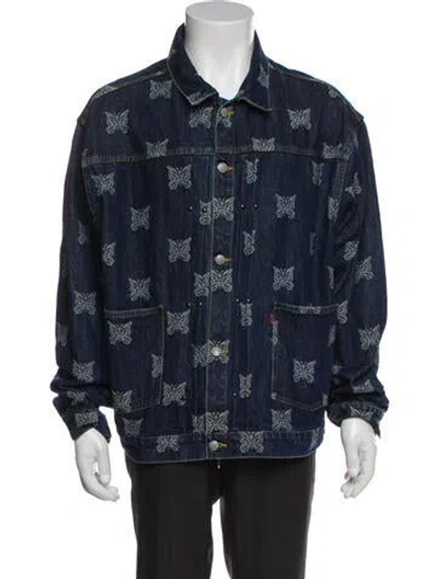 Pre-owned Needles Printed Denim Jacket In Blue