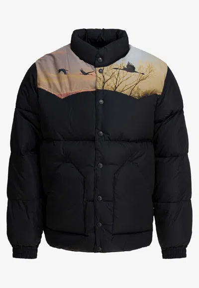 Needles Printed Down Jacket In Black