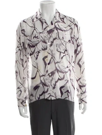 Pre-owned Needles Printed Long Sleeve Dress Shirt In White