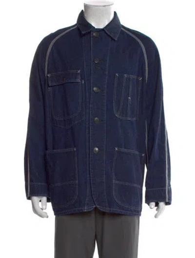 Pre-owned Needles Printed Long Sleeve Shirt In Blue